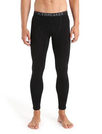 Black Men's Icebreaker 15.5 Merino Thermal Leggings | USA 1124PJJQ